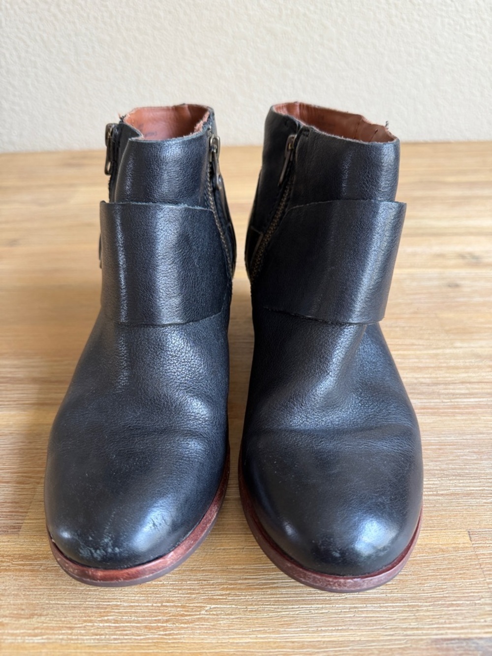Kork-Ease Black Leather Ankle Booties with Buckle & Side Zip - Picture 7 of 14
